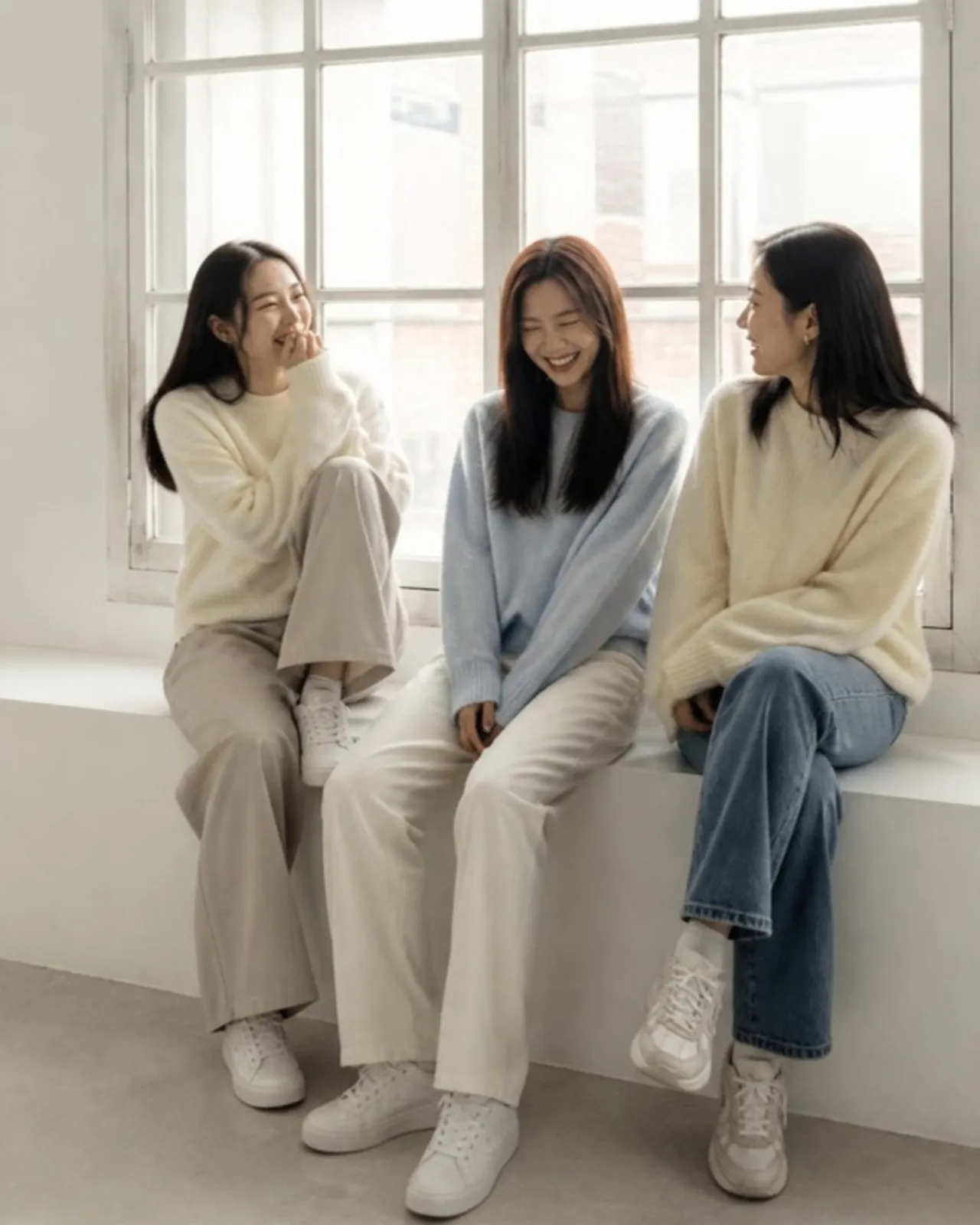 우정 · 3인 · 창가